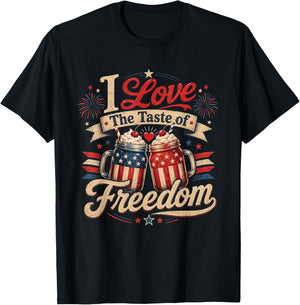 I Love The Taste of Freedom Matching 4th of July Couple T-Shirt - T-Shirt | Black