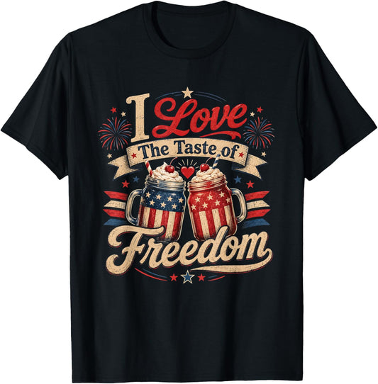 I Love The Taste of Freedom Matching 4th of July Couple T-Shirt - T-Shirt | Black