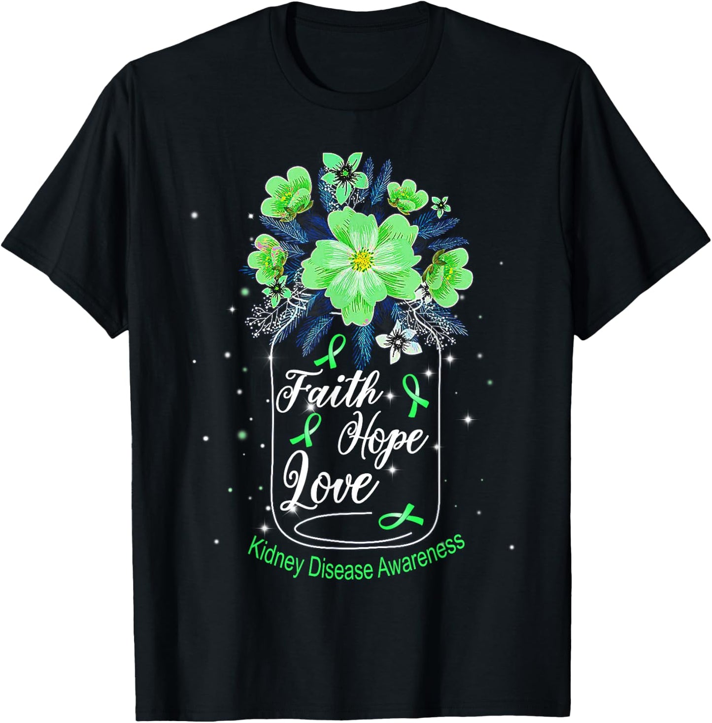 Faith Hope Love Kidney Disease Awareness T-Shirt - T-Shirt | Black