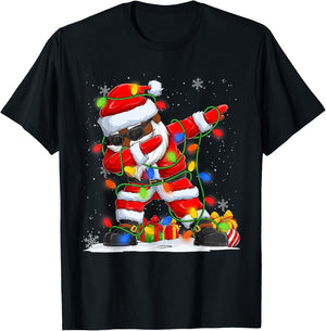 Dabbing Santa Black African American Men Boys Christmas 2025 T-Shirt - T-Shirt | Black