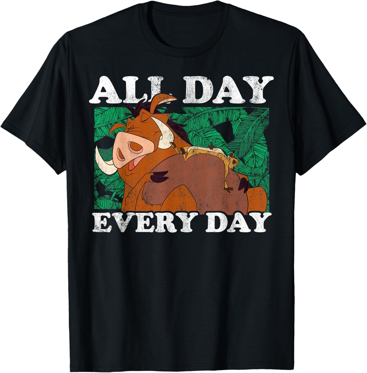 Disney The Lion King Timon & Pumbaa All Day Text Poster T-Shirt - T-Shirt | Black