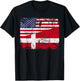 DANISH ROOTS | Half American Flag | DENMARK T-Shirt - T-Shirt | Black