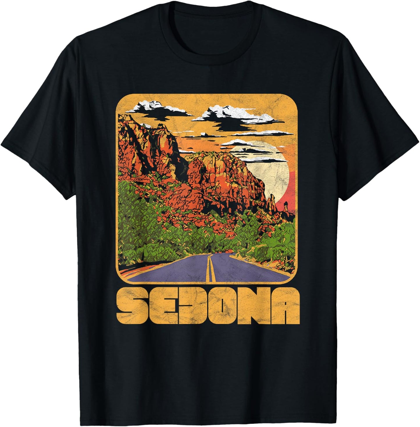 Retro Sedona Arizona Vintage Road Trip Outdoors Graphic T-Shirt - T-Shirt | Black
