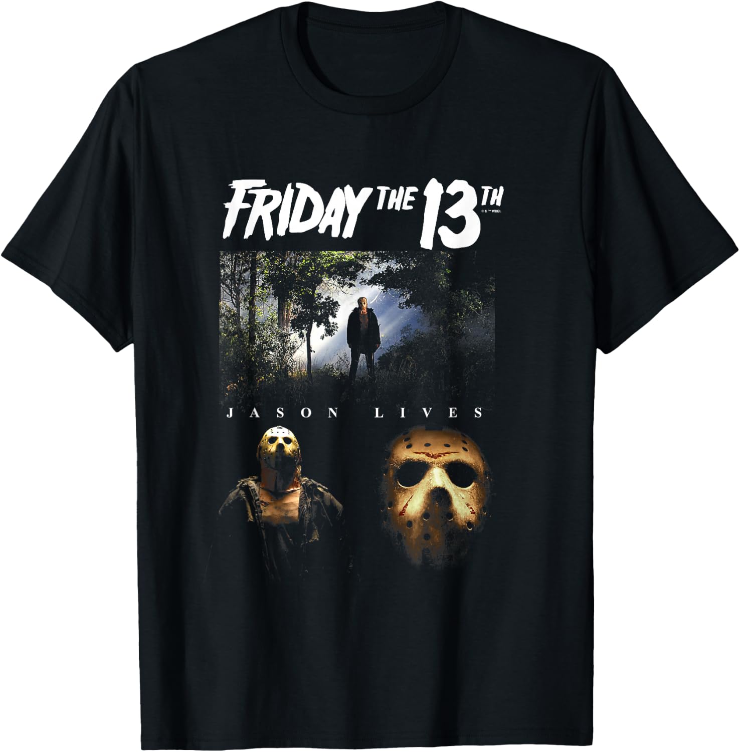 Friday The 13th Iconic Jason Voorhees Lives Big Chest Poster T-Shirt - T-Shirt | Black