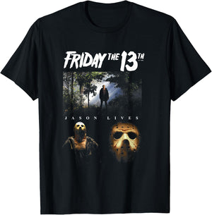 Friday The 13th Iconic Jason Voorhees Lives Big Chest Poster T-Shirt - T-Shirt | Black