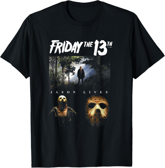 Friday The 13th Iconic Jason Voorhees Lives Big Chest Poster T-Shirt - T-Shirt | Black