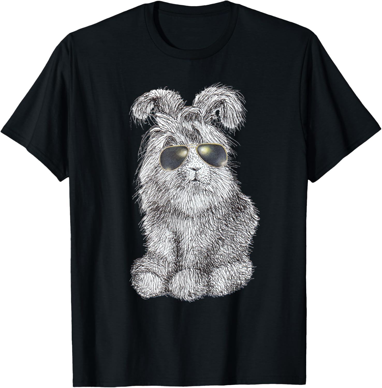 Angora Bunny Rabbit Police Sunglasses T-Shirt - T-Shirt | Black