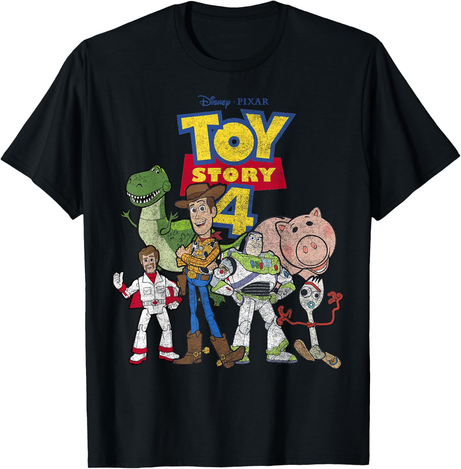 Disney Pixar Toy Story 4 New Group Shot Movie Logo Poster T-Shirt - T-Shirt | Black