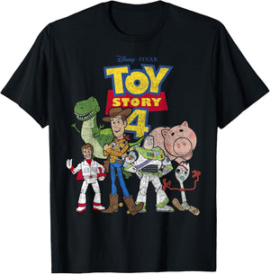 Disney Pixar Toy Story 4 New Group Shot Movie Logo Poster T-Shirt - T-Shirt | Black