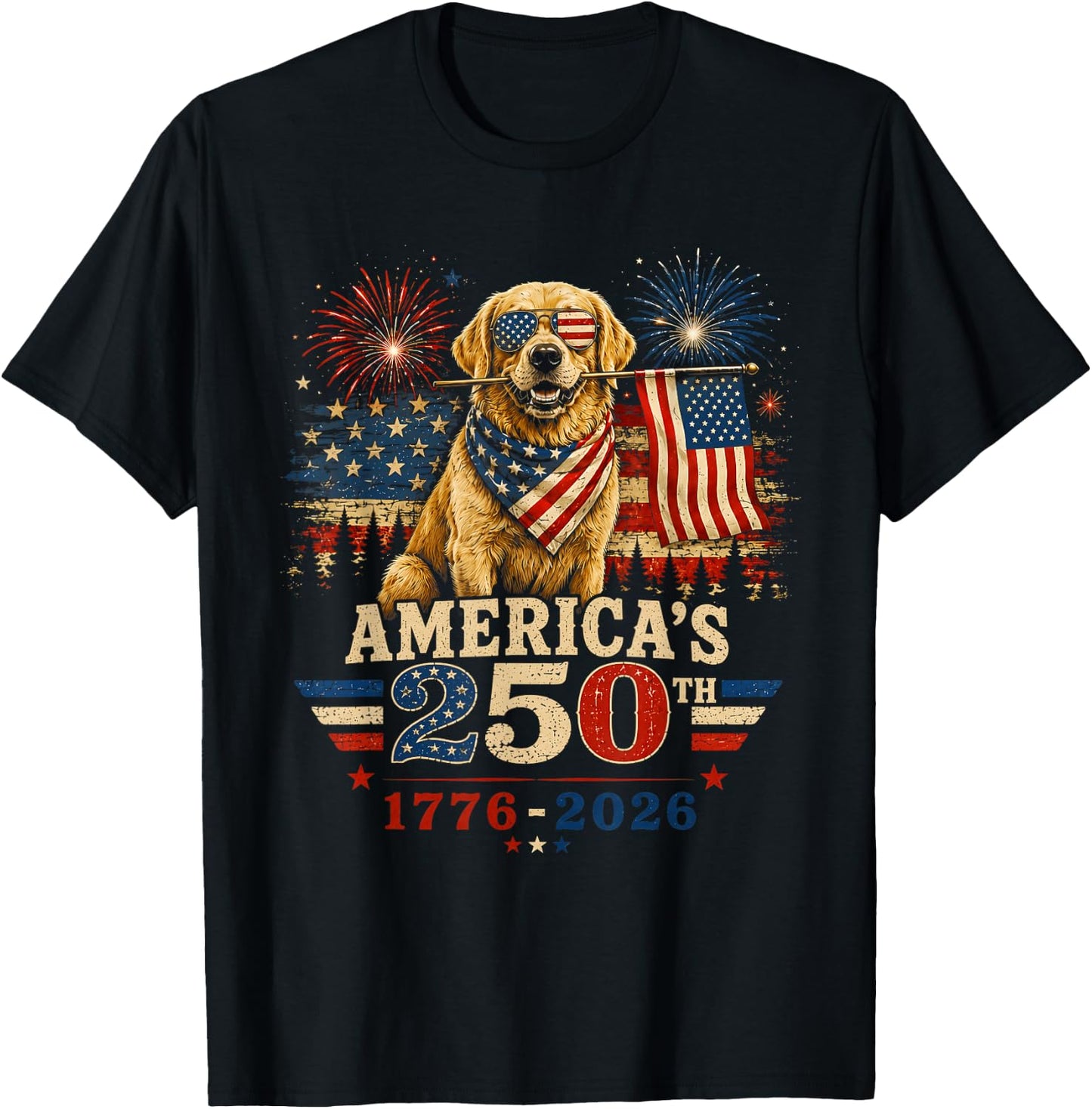 Labrador Retriever America's 250th Anniversary 1776 2026 T-Shirt - T-Shirt | Black
