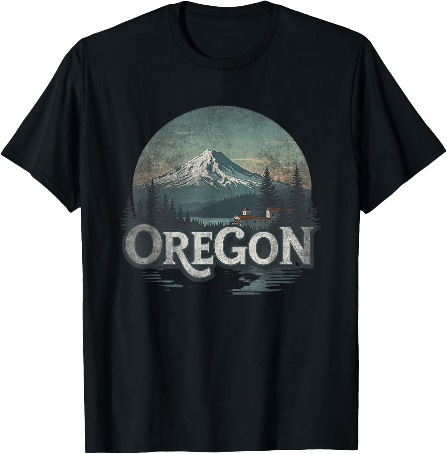 Retro Oregon Landscape Vintage Souvenir T-Shirt - T-Shirt | Black