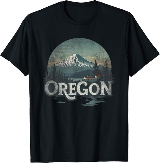 Retro Oregon Landscape Vintage Souvenir T-Shirt - T-Shirt | Black