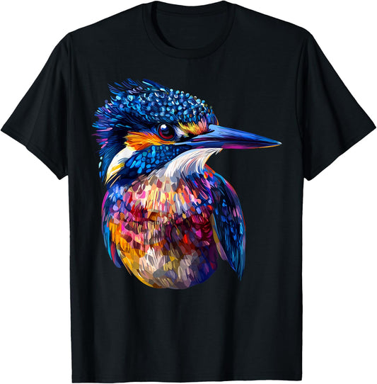 Colorful Belted Kingfisher Bird Animal Lover Men Women Black T-Shirt - T-Shirt | Black