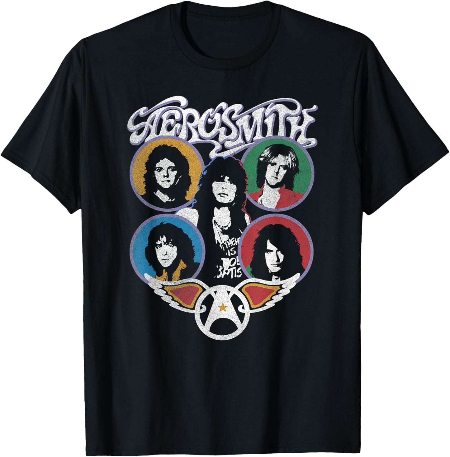 Aerosmith Men's Black Graphic - Small - Short Sleeve - Classic Fit - Cotton Blend - Vacation Theme - Music Fandom - Unique Graphic Design T-Shirt - T-Shirt | Black