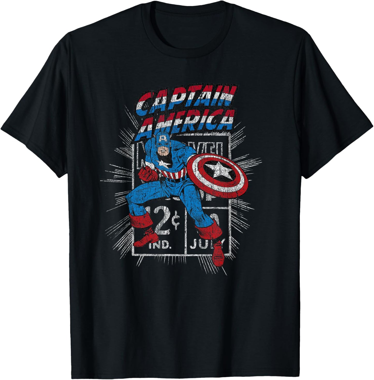 Marvel Avengers Captain America Comic Vintage Sketch T-Shirt - T-Shirt | Black