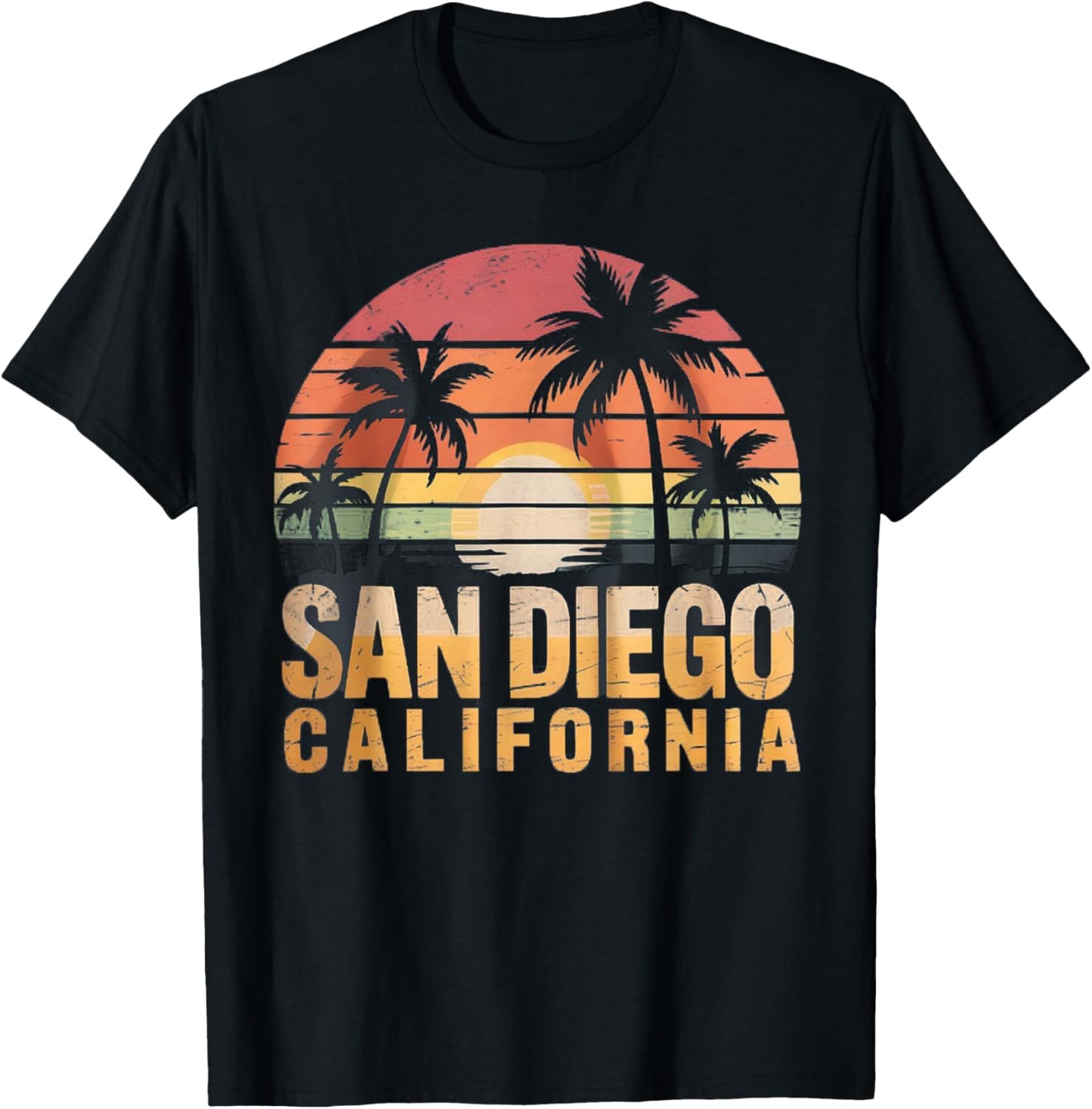 San Diego California Summer Vacation Vintage Retro T-Shirt - T-Shirt | Black