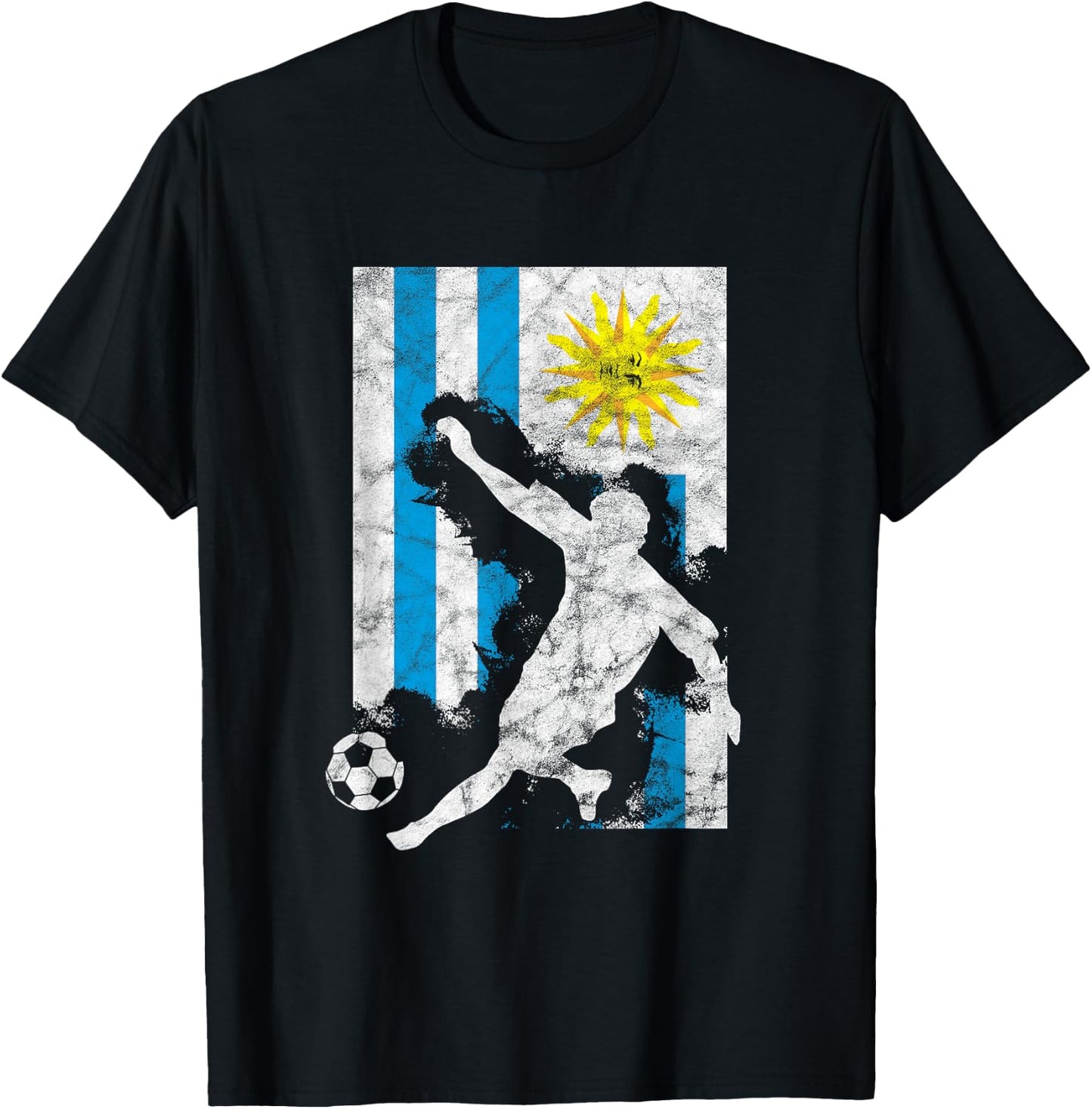 Uruguay Flag Soccer Player Team T-Shirt - T-Shirt | Black