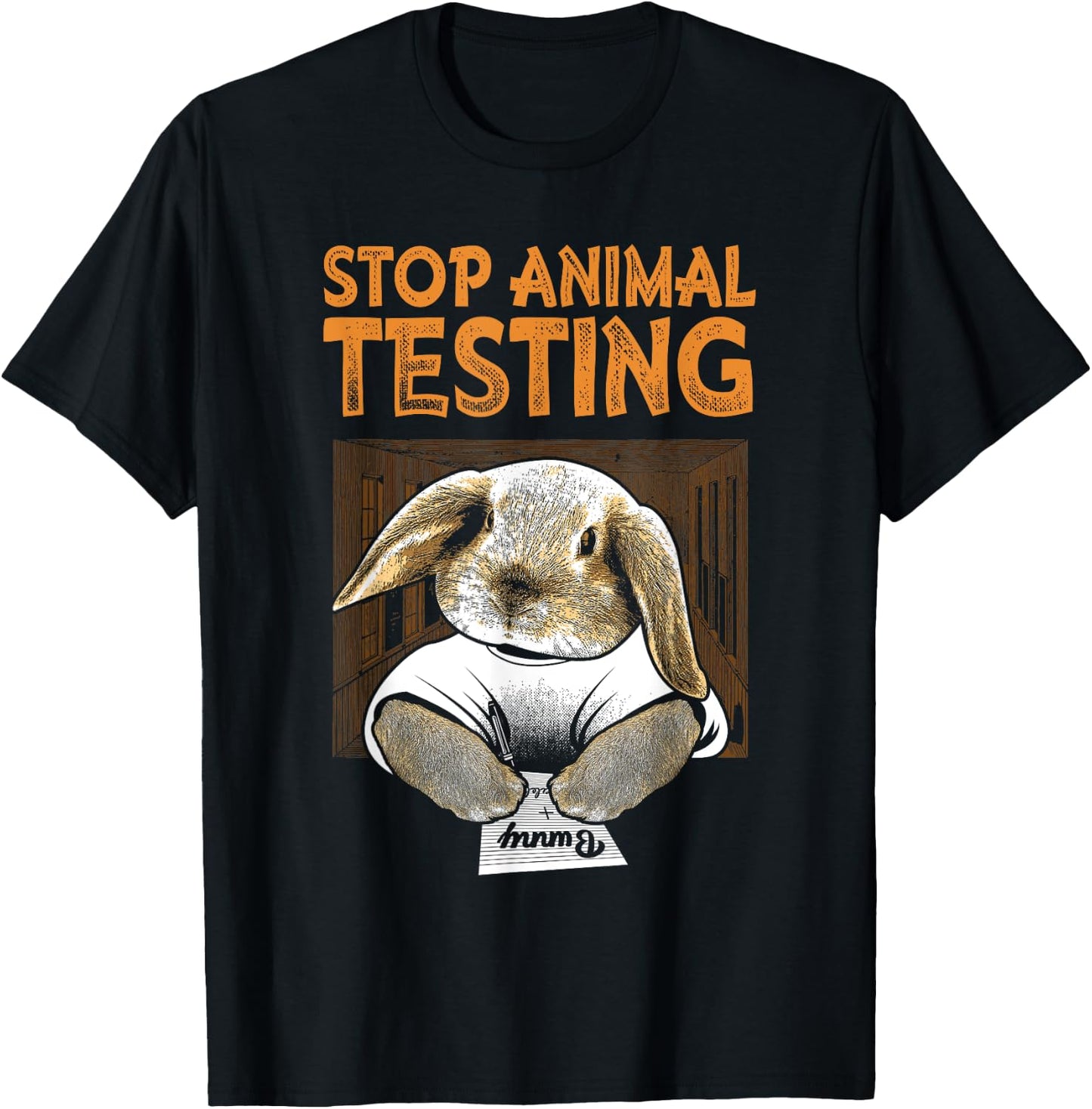 Bunny Shirt Stop Animal Testing T-Shirt - T-Shirt | Black