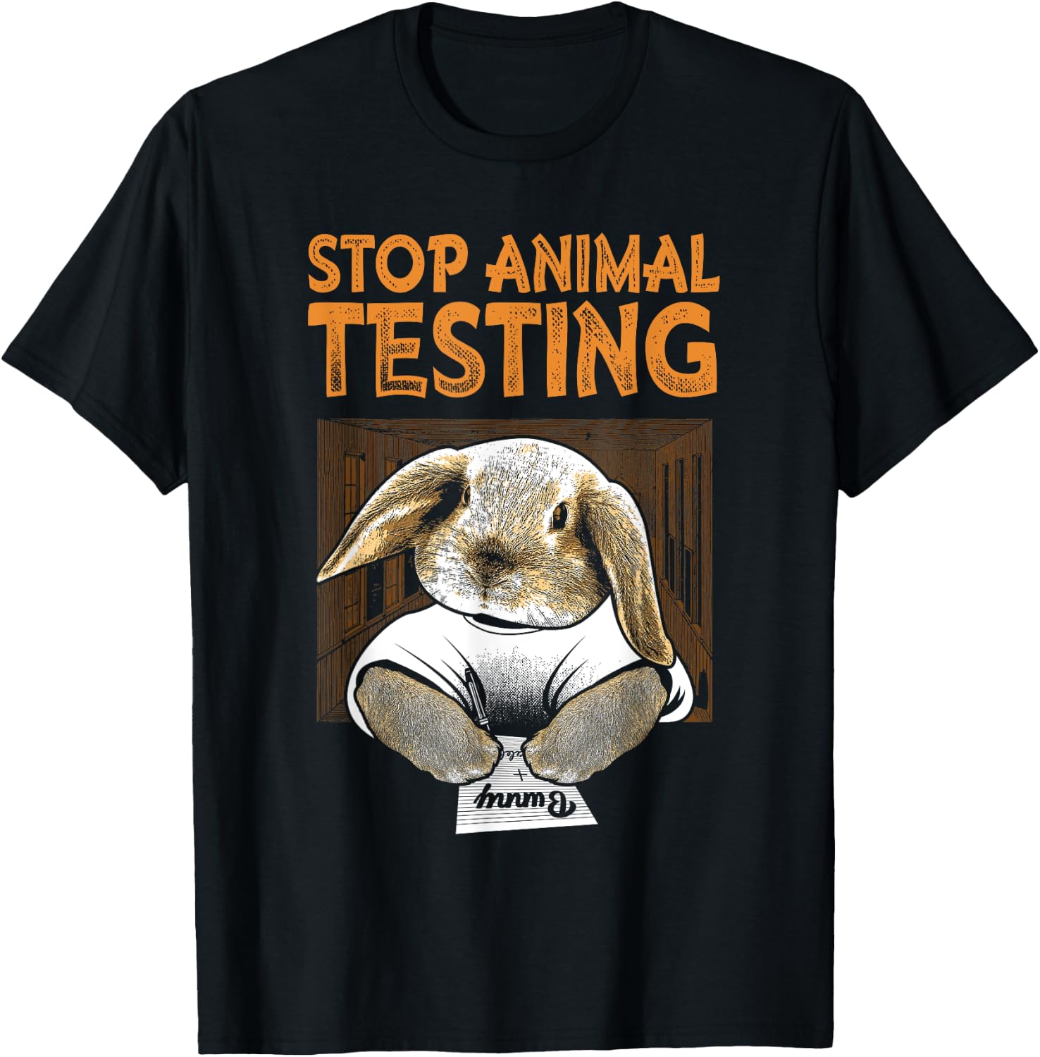 Bunny Shirt Stop Animal Testing T-Shirt - T-Shirt | Black