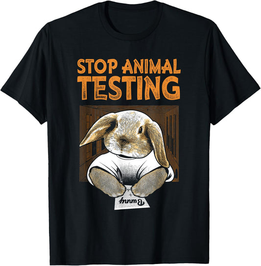 Bunny Shirt Stop Animal Testing T-Shirt - T-Shirt | Black