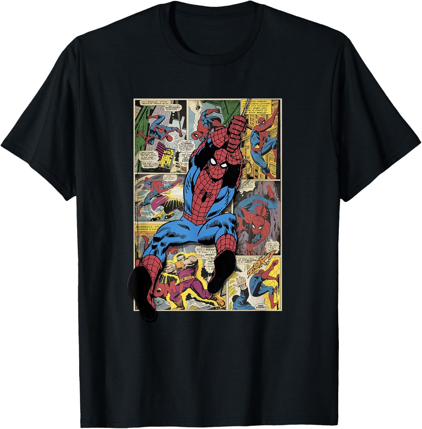 Marvel Retro Classic Spider-Man Vintage Night Crawler Comic T-Shirt - T-Shirt | Black