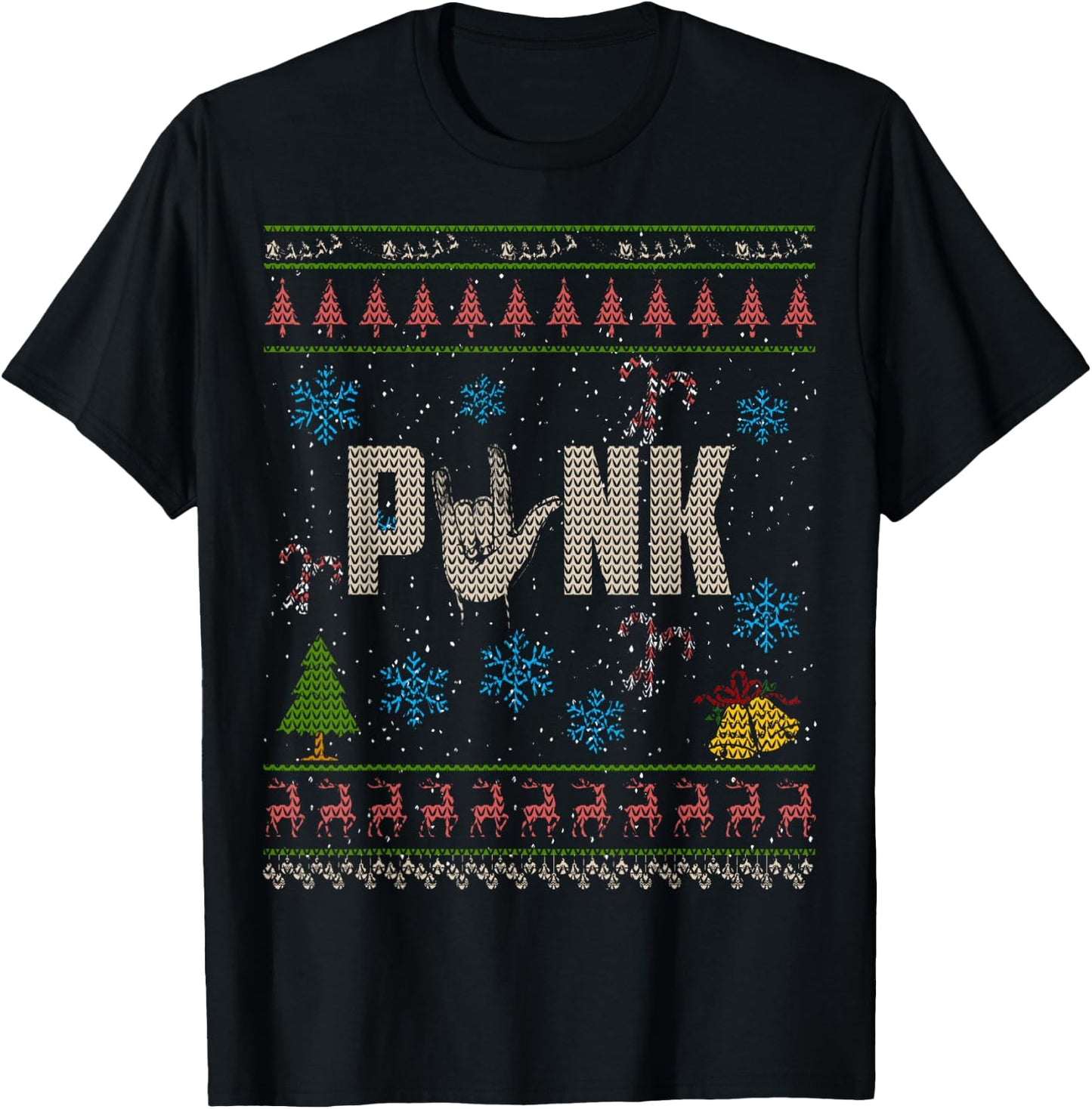 Punk Rock Christmas Ugly Shirt Punk Shirt T-Shirt - T-Shirt | Black