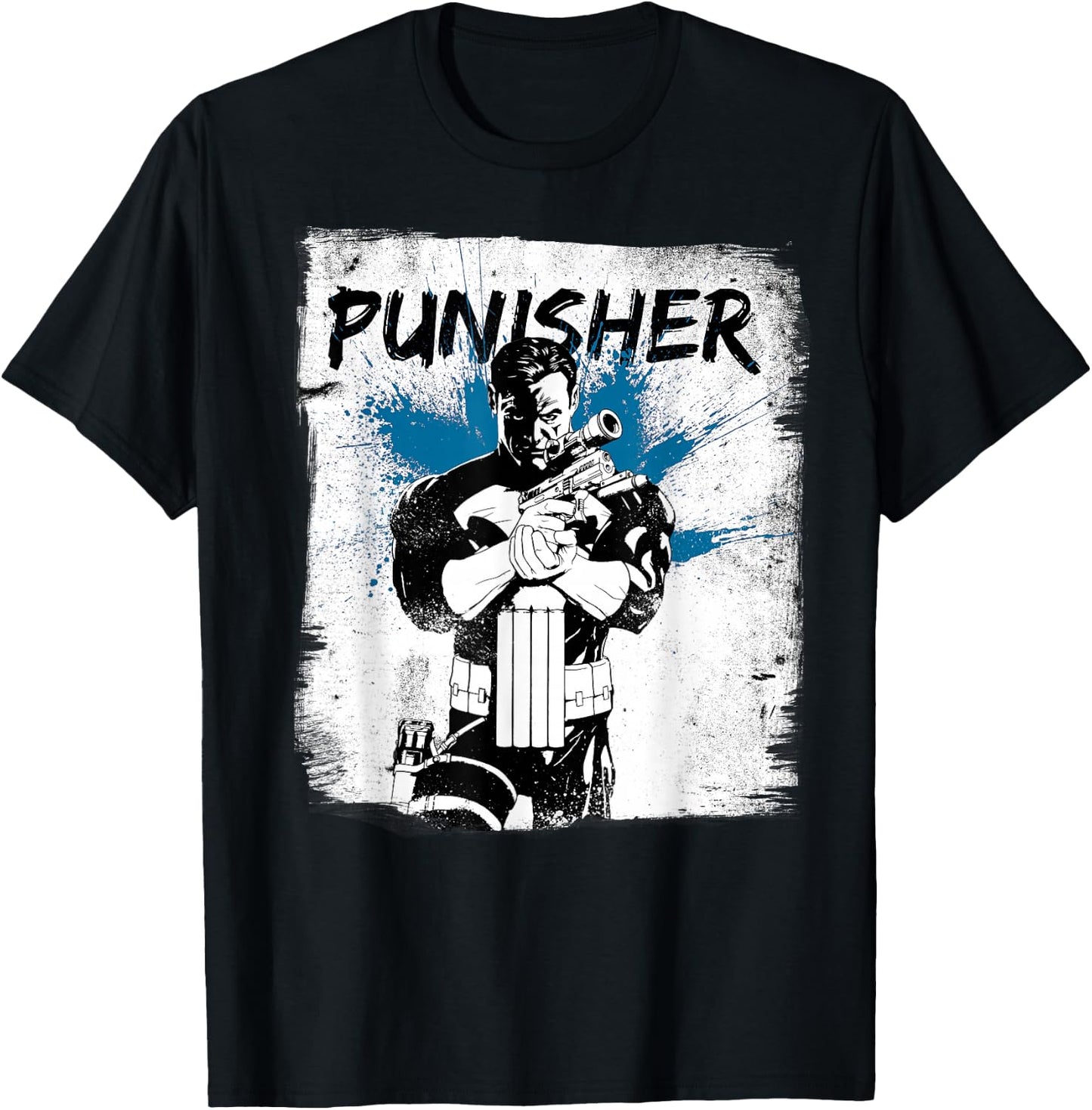Marvel The Punisher Chalked Out Paint Splat Graphic T-Shirt - T-Shirt | Black