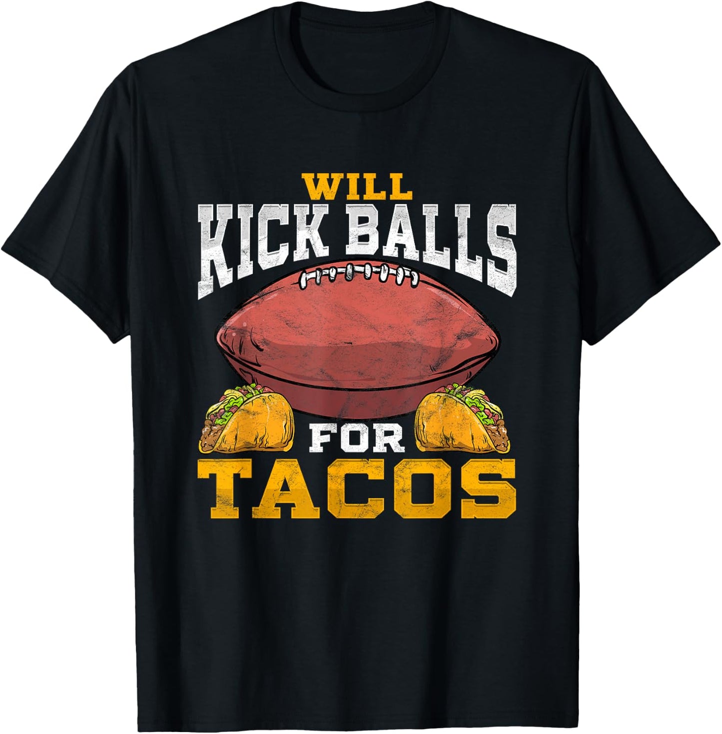 Funny Football Kicker Punter Player Distressed T-Shirt - T-Shirt | Black
