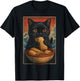 Black Cat Eating Burrito Retro Japanese T-Shirt - T-Shirt | Black