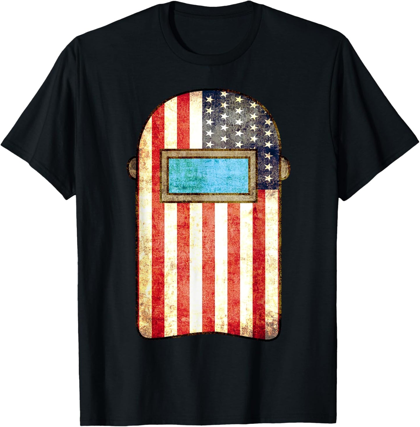 Vintage Welding USA Flag Funny US Welder 4th of July Outfit T-Shirt - T-Shirt | Black