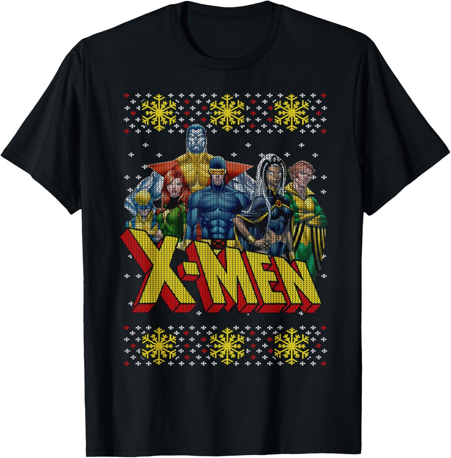 Marvel X-Men Group Ugly Christmas Sweater Graphic T-Shirt - T-Shirt | Black
