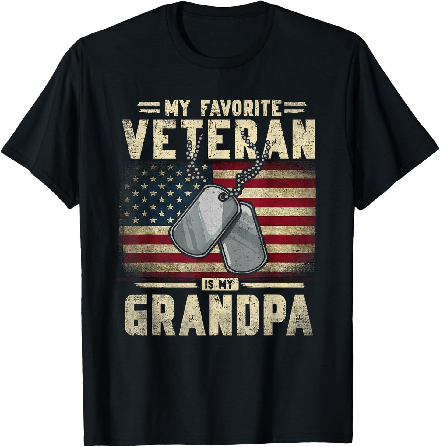 Father's Day Veteran Day My Favorite Veteran is My Grandpa T-Shirt - T-Shirt | Black