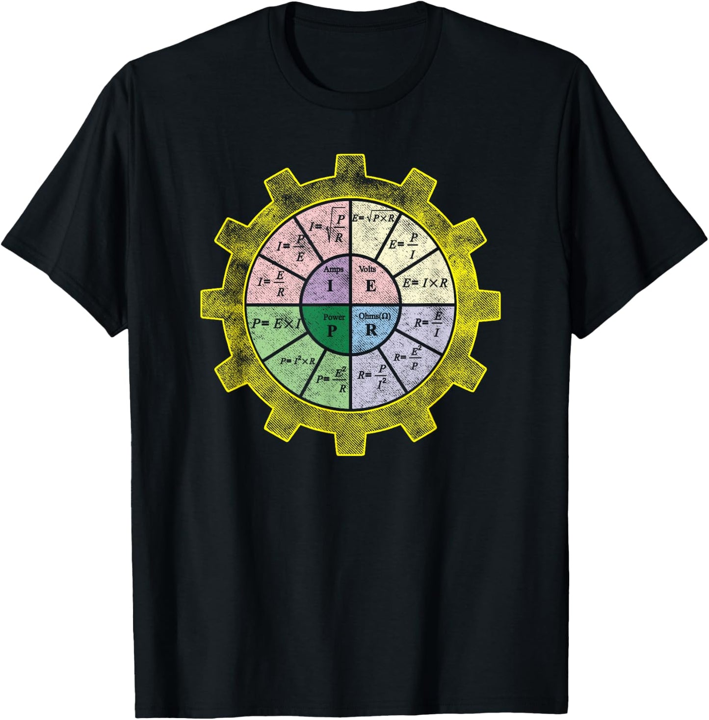 Ohms Law Shirt-Ohms Law Diagram-Electrical Engineer T Shirt T-Shirt - T-Shirt | Black