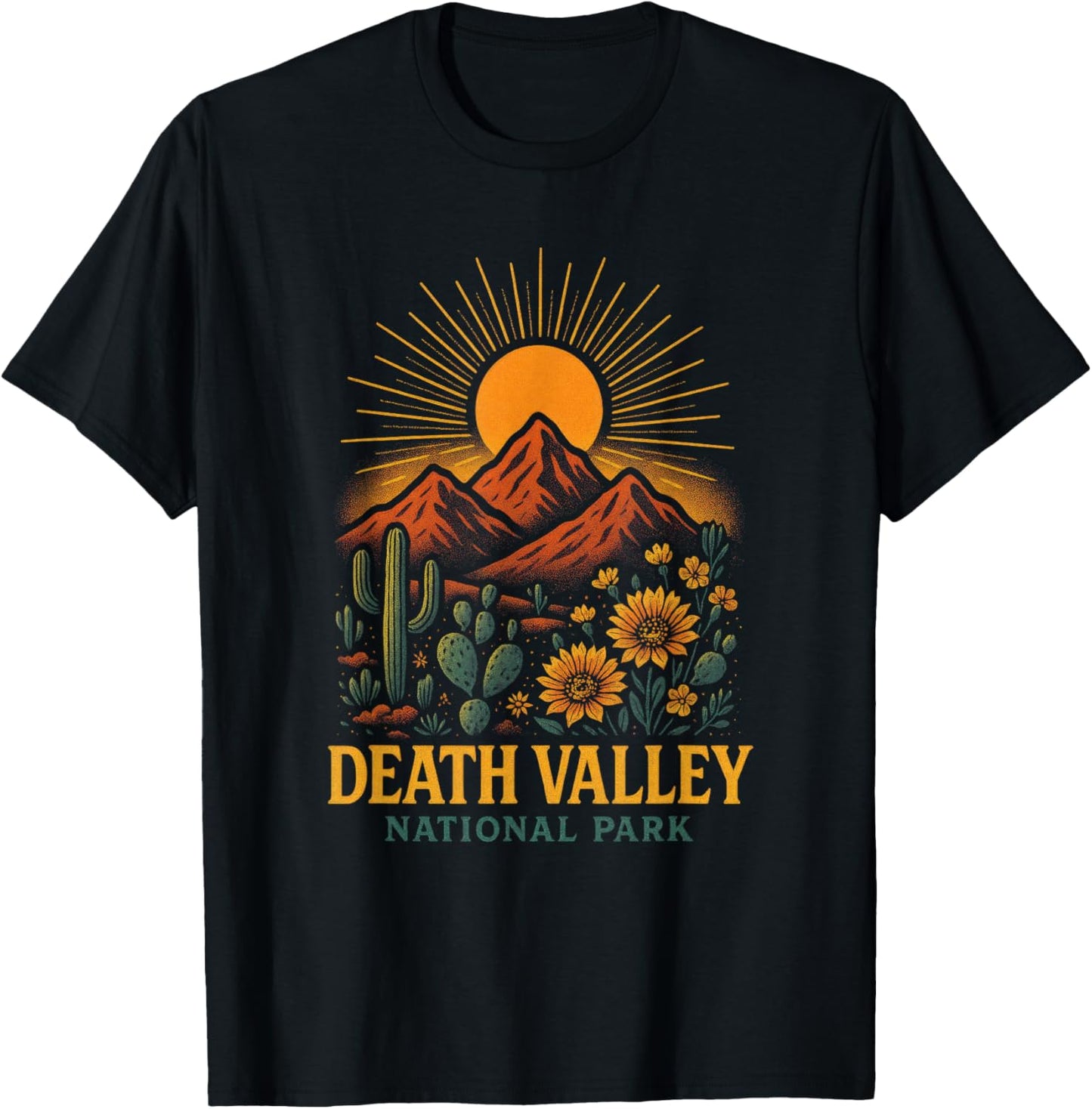 Death Valley National Park - Retro Desert Landscape T-Shirt - T-Shirt | Black