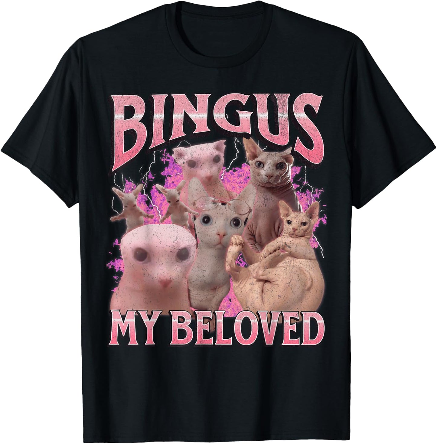 Bingus My Beloved Funny Sphinx Cat Meme Bootleg Graphic Women Kids T-Shirt - T-Shirt | Black