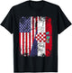 CROATIAN ROOTS | Half American Flag | CROATIA T-Shirt - T-Shirt | Black