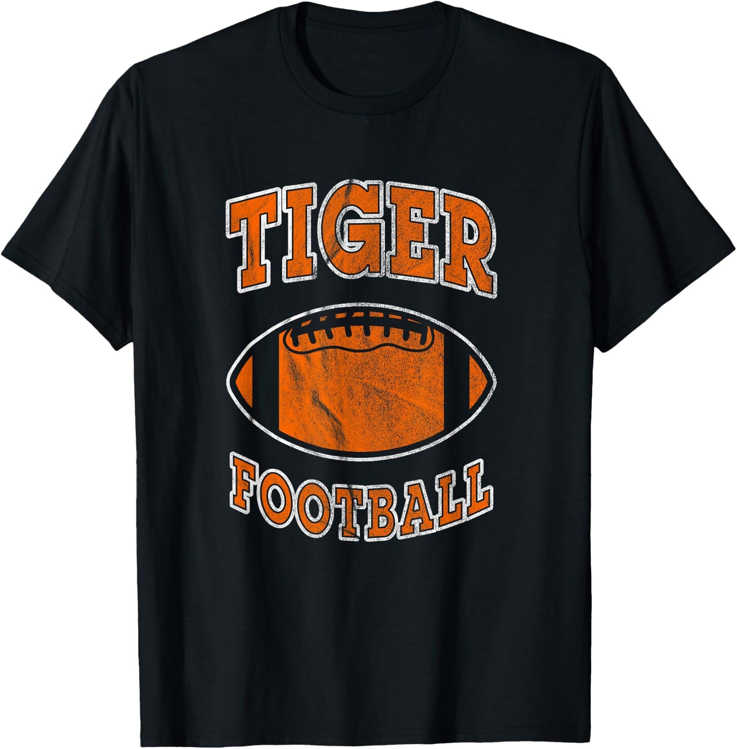 Tiger Football Vintage Distressed T-Shirt - T-Shirt | Black