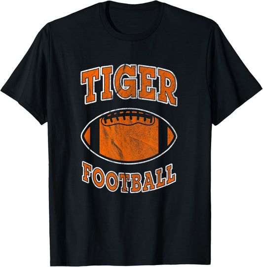 Tiger Football Vintage Distressed T-Shirt - T-Shirt | Black
