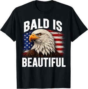 Bald is Beautiful 4th of July Independence Day Bald Eagle T-Shirt - T-Shirt | Black