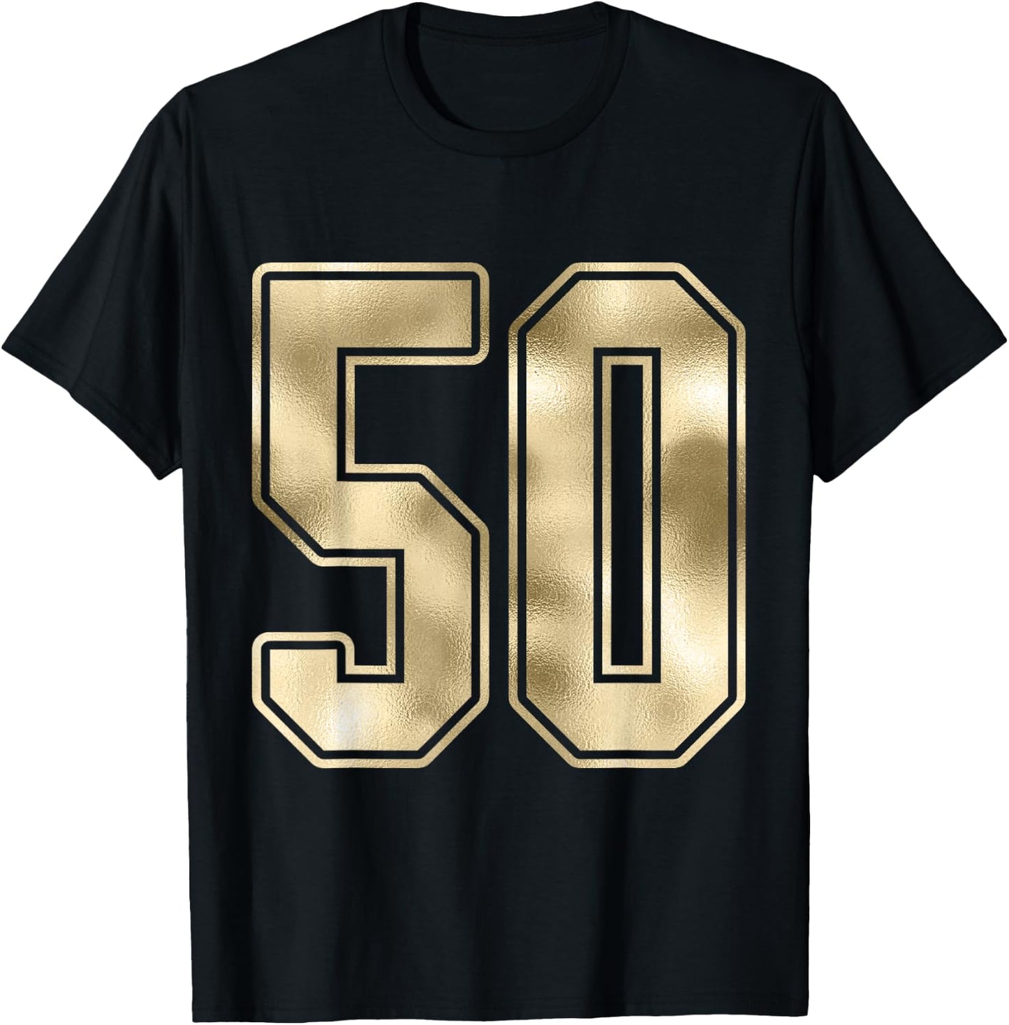 #50 Outline Number 50 Sports Fan Jersey Style T-Shirt - T-Shirt | Black