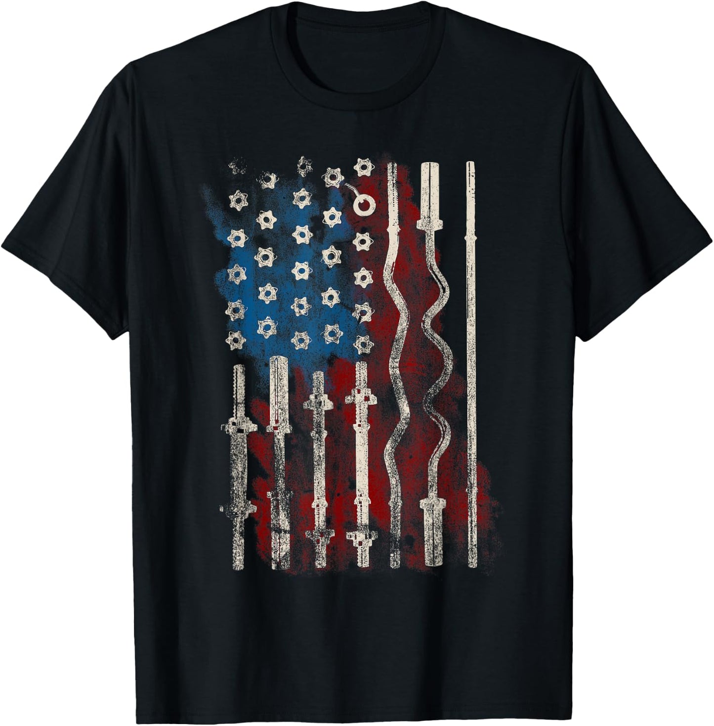 Patriotic American Flag Gym T Shirt for Weight Lifters T-Shirt - T-Shirt | Black