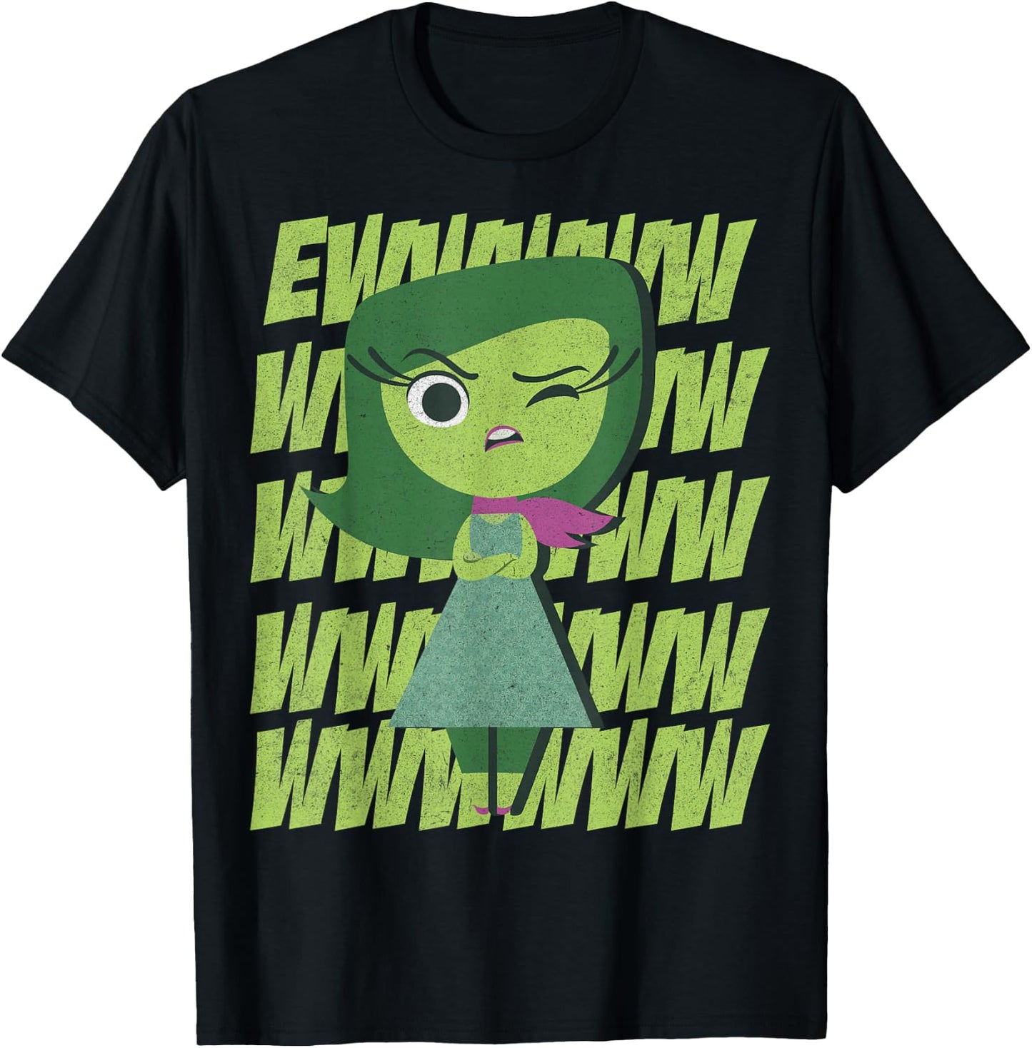 Disney Pixar Inside Out Disgust Ewww Retro Text Stack T-Shirt - T-Shirt | Black