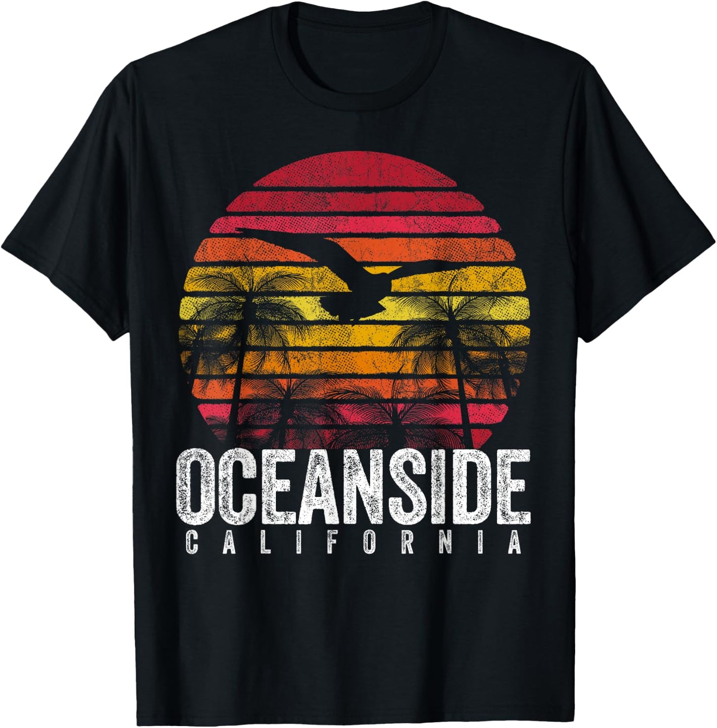 Oceanside California CA Vintage Retro Distressed Style T-Shirt - T-Shirt | Black