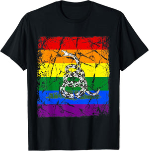 Gay Pride Gun Owner Don't Tread On Me T-Shirt - T-Shirt | Black