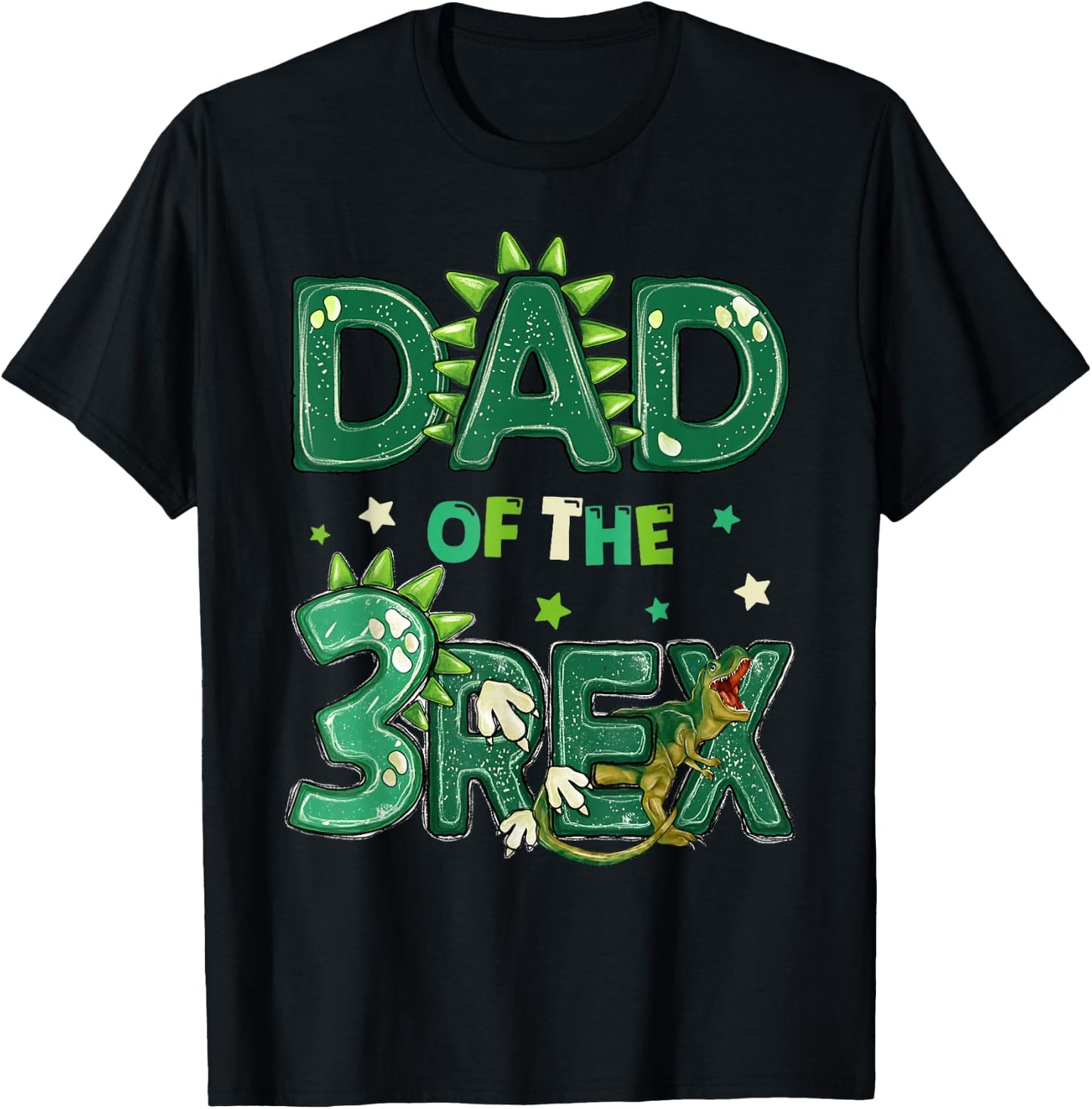 Dad Of The Three Rex Birthday Dinosaur Family Matching T-Shirt - T-Shirt | Black