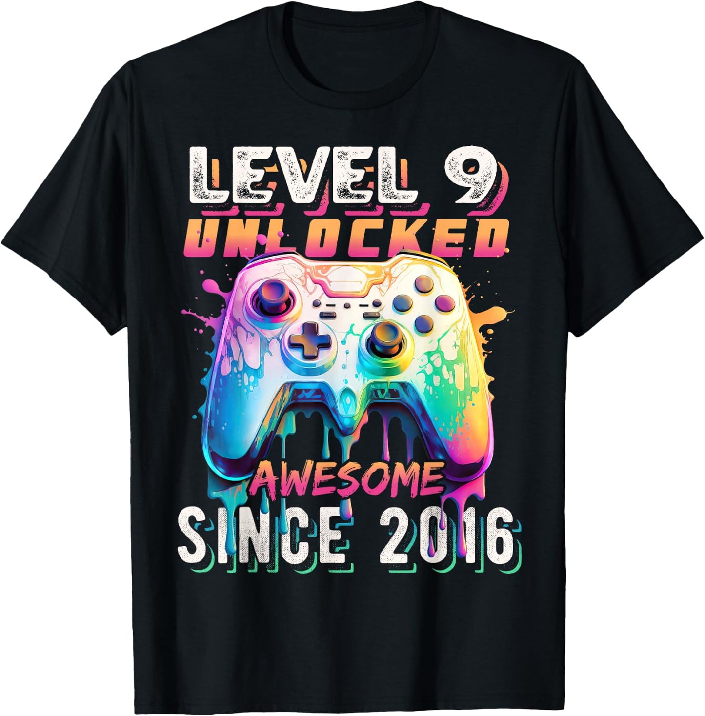 9th Birthday Boy Level 9 Gamer 9 Year Video Game Party T-Shirt - T-Shirt | Black