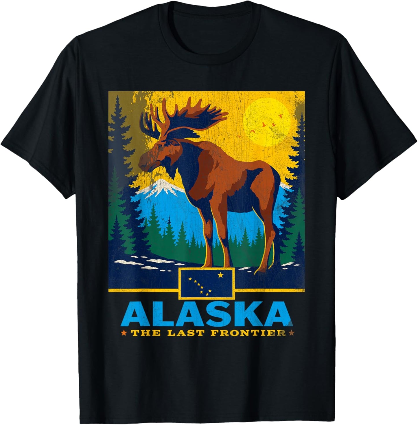 Alaska The Last Frontier Moose Wildlife Travel Souvenir Gift T-Shirt - T-Shirt | Black