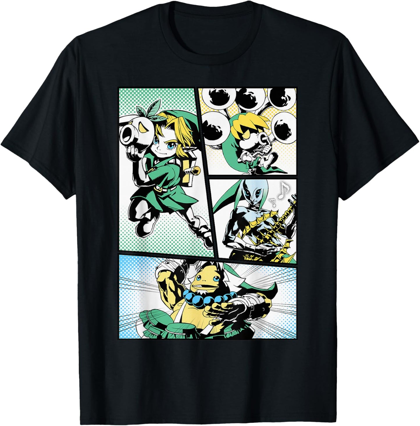 Nintendo Zelda Link Manga Comic Panels Graphic T-Shirt - T-Shirt | Black