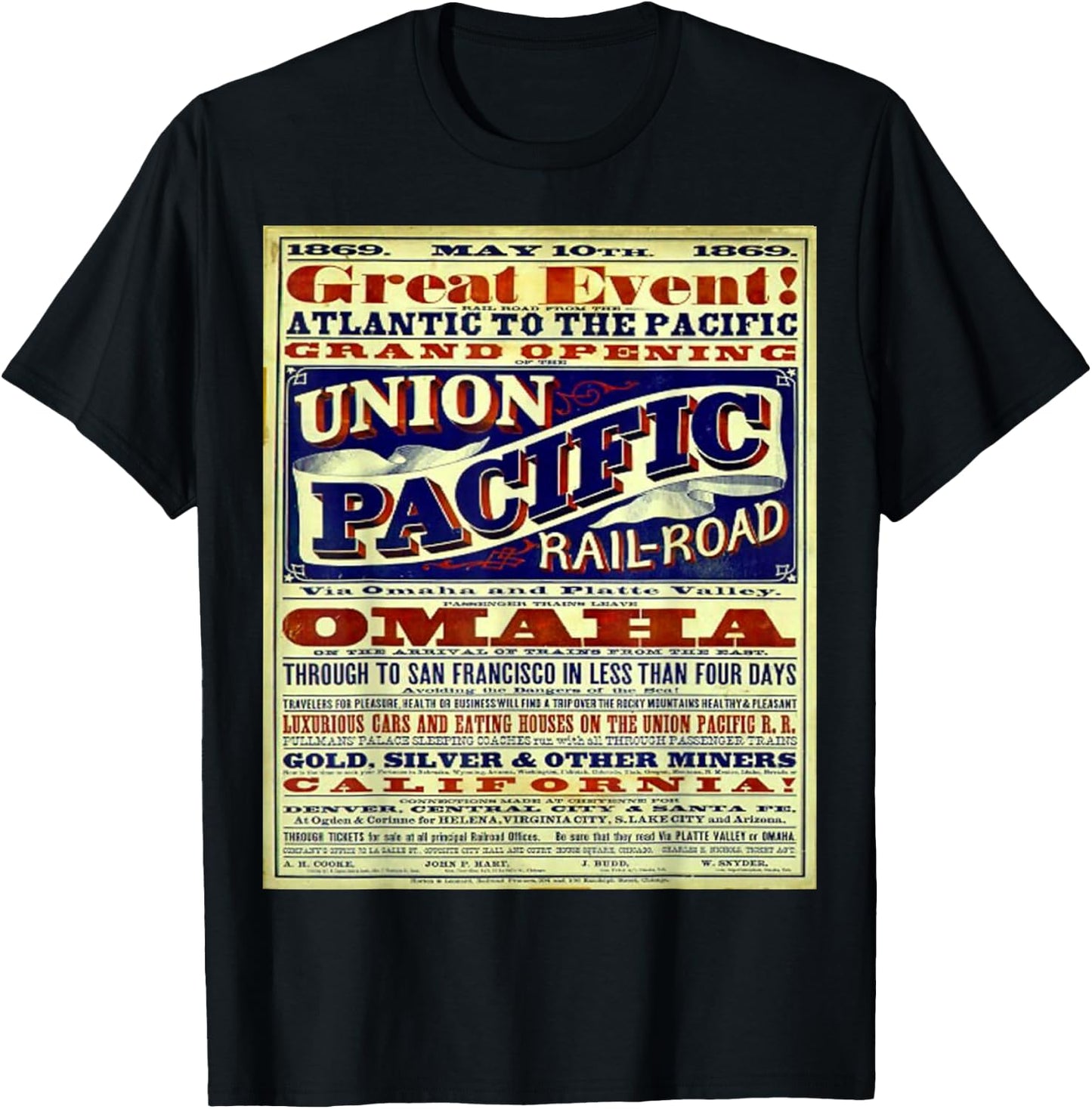 Wild West, Union Pacific Railroad, historic treasure t shirt T-Shirt - T-Shirt | Black