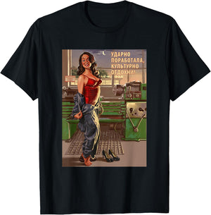 Soviet Propaganda Poster | USSR, Communism T-Shirt - T-Shirt | Black